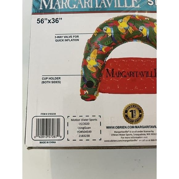 Margaritaville Sit & Sip Pool Float 56"x36" With Side Drink Holder New - Picture 5 of 6